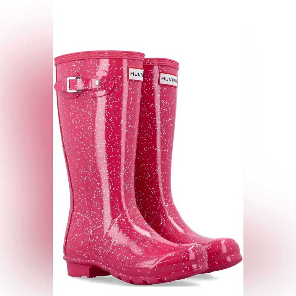 Kids Hunter Original Giant Glitter Rain Boots Pink Size 5